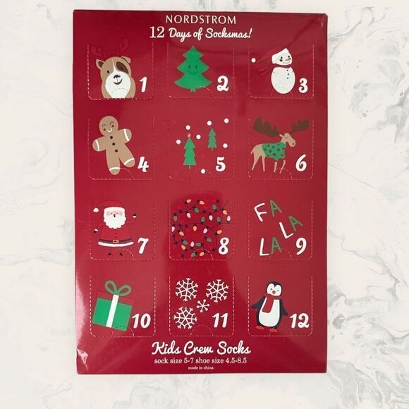 NWT Nordstrom Kids Crew Socks - 12 Days Of Socksmas 12-Pack Multi Size -Sock Siz - Picture 1 of 2